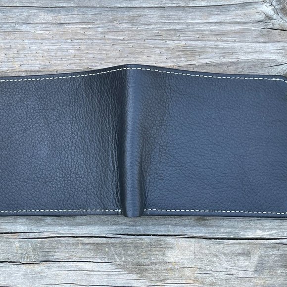 Handmade Leather Wallet BlueBlack Men Card Holder Bifold Purse Multi CardHolder - Picture 8 of 16